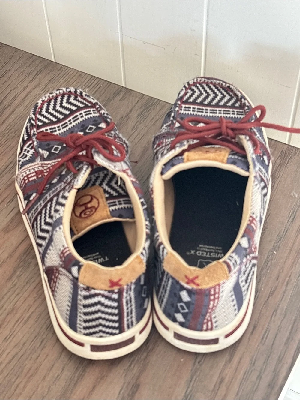 Twisted X Youth Casual Patterned Lace-Up Boat Shoes Size 3M Southwest Tribal